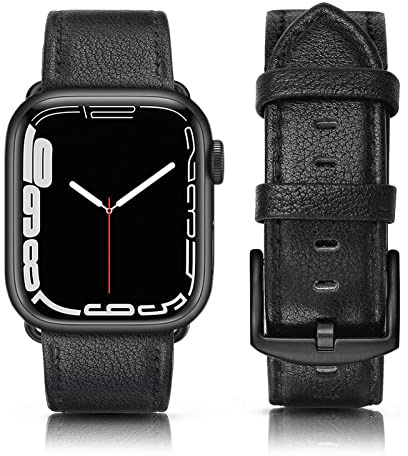 Tuocal Cuir Véritable Bracelet Compatible avec Bracelet Apple Watch 42mm(Series3/2/1) 44mm 45mm 46mm Homme Femme, de Remplacement Bracelet Compatible avec iWatch Series 10 9 8 7 6 5 4 3 2 1 SE