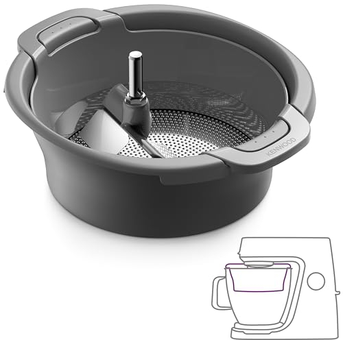 Kenwood Pasapuré KAT20.000GY, tamiz para ingredientes secos y húmedos, pasapurés de metal con varias rejillas, capacidad 500 g, lavable en lavavajillas, gris