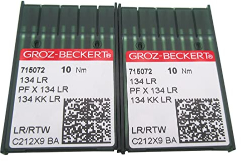 Groz-Beckert Aguja en caja de plástico transparente CKPSMS, 20 agujas GROZ-BECKERT para máquina de coser industrial de punto de cuero 134LR, PFX134LR (tamaño de aguja: 21/130)