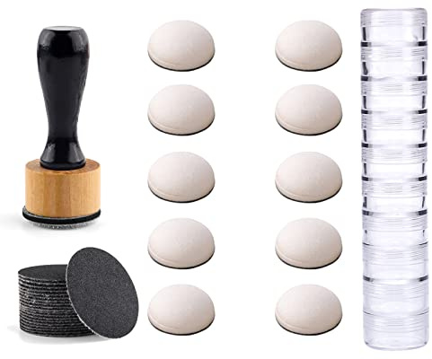 Briartw 43 PCS,Mini Ink Blending Tool,12pcs Domed Foams,20pcs Sanding Disks and 10pcs Round Stackable Jars Set,Medium-Grit Sandpaper Provides The Ideal Friction to Work On Cardstock, Chipboard, Wood