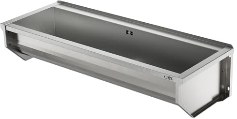 KUNe SOLIDUM 120 – handfat i rostfritt stål för väggmontering – yttermått 128 x 47 x 28 (B x D x H) cm