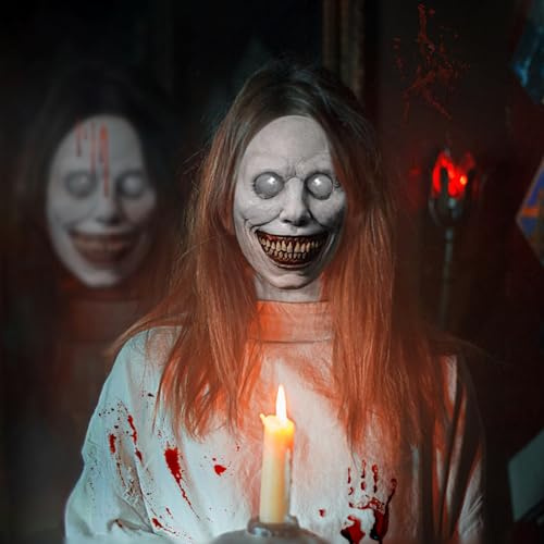 MXJFYY Halloween Gruselige Maske, Lächelnde Dämonen Maske Latex-Maske Horror Evil Cosplay Gruselige Halloween Kostüm Party Dämonen Maske Gruseliges Cosplay