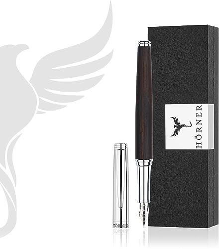 Hörner Legno - Hochwertiger Füllfederhalter Ebenholz inkl. Konverter I Premium Geschenkbox I Luxus Design I Edel Feder „Made in Germany“ I Attraktiver Stift für Herren und Damen I fountain pen