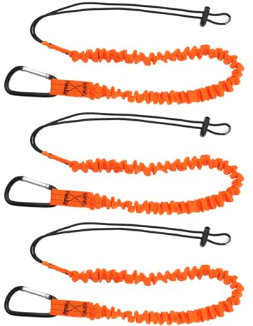 VGOL 3-teiliges Werkzeug-Sicherheitsseil für Arbeiten In der Höhe Einziehbares Elastisches Seil mit Karabiner Und Verstellbarem Schlaufenende Werkzeug-Absturzsicherungs-Sicherheitsseil