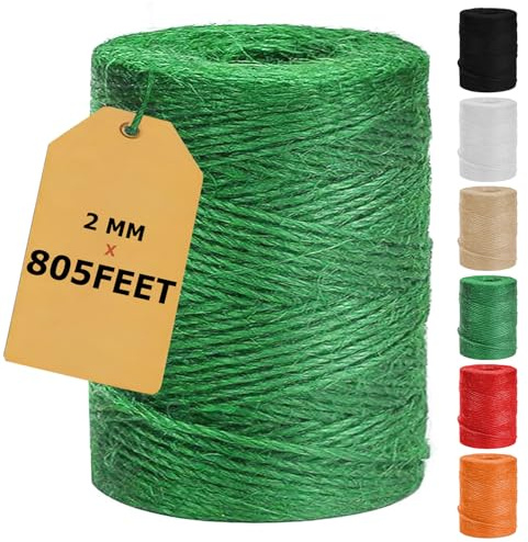 Vanhench 805ft Garden Twine for Gardening Climbing Plants Ties, Strong Natural Tomato String Outdoor Floristry Hanging Planter Basket, Christmas Arts & Crafts, Greenhouse Accessories Supplies (Green)