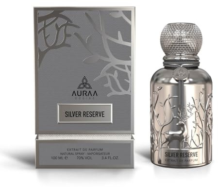 Silver Reserve 100ml by Auraa Desire Extrait De Parfum - Amber Leather Vanilla Perfume - Woody Smoky Strong Perfume for Men and Women