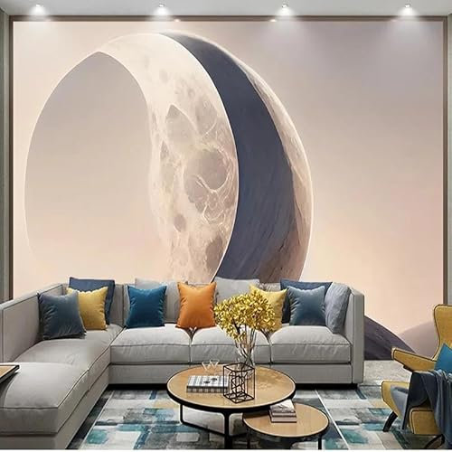 TANYANG Papier Peint Photo Personnalisé 3D En Relief Nordique, Texture De Lune, Peinture En Grès, Décoration Murale De Fond De Télévision Pour La Maison 150Cm(W)×105Cm(H)
