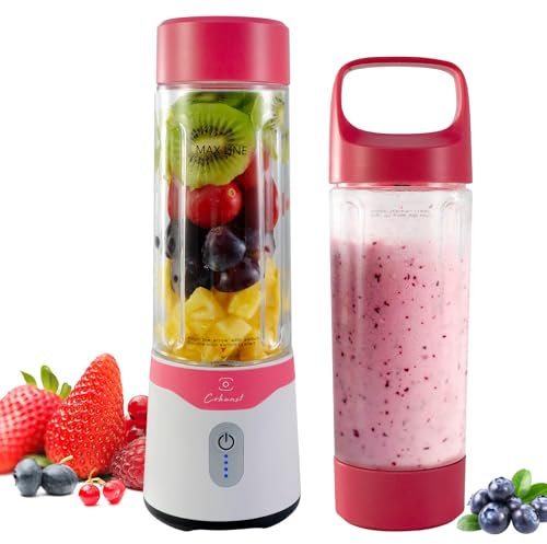 COKUNST Batidora Portátil para Smoothies y Batidos, 530ml Licuadora Portátil con 6 Cuchillas, Recargable Tipo-C, Batidora para Smoothies, Mini Licuadora Portatil con Tapa la Cocina de Viaje