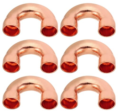 PATIKIL 1/2 Inch ID Copper Pipe Fittings, 6 Pcs 180 Degree Return Bend Copper Pipe Sweat Welding Solder Connection for HVAC Air Conditioning Hydraulic