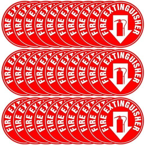 Muteitt Señal De Extintor De Incendios, 30 Uds., Pegatinas Impermeables De Extintor, Calcomanía Redonda De Extintor De Incendios, Pegatinas De Extintor De Incendios