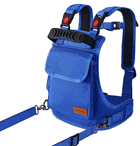 Odoland Imbragatura da Sci e Snowboard per Bambini, Imbracatura da Sci con Zaino, Cintura di Sicurezza Regolabile e Maniglia, Controllo Della Velocità, Perfetta per Bambini e Principianti, Blu