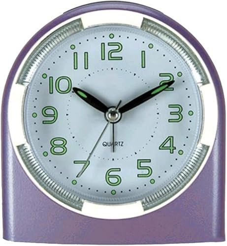 YangHaoDiSY Sveglia analogica al quarzo radiocontrollata da viaggio con funzione snooze, lancette luminose per camera da letto, viola, 9,6 x 6,56 x 10,4 cm