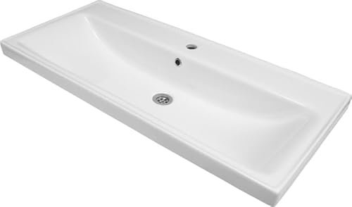 Moeby24 Keramik Waschtisch Waschbecken Einbau Waschbecken Wasch Tisch weiß 100x42,5x15
