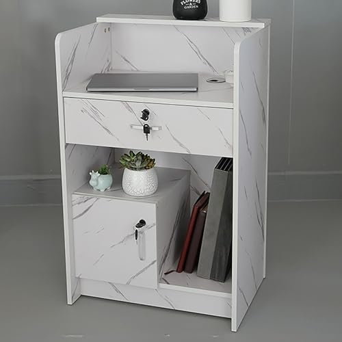Empfangstresen, moderner und einfacher Empfangstresen, kompakt und platzsparend, Computertisch aus Holz, moderner Verkaufstresen mit Schubladen, für Zuhause, Büro, Salon, Spa, Lobby, Geschäf