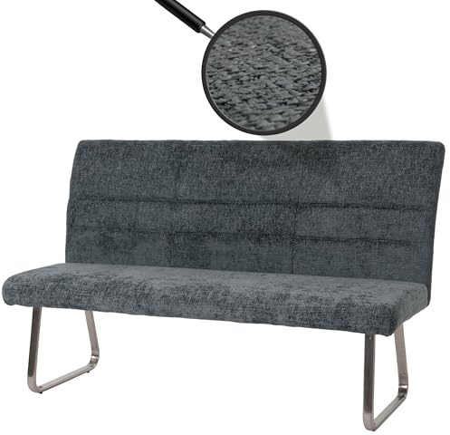 Mendler Sitzbank HWC-G55 160cm Edelstahl - blau-grün | Esszimmerbank, Bank, gebürstet Stoff/Textil, Chenille, Öko-Tex