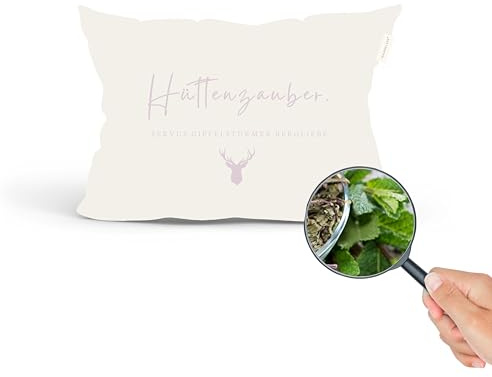 TRAUMHELDEN Duftkissen 30x20 cm · Geburtstagsgeschenk für Frauen Kräuterkissen Minze, Salbei · Dekokissen · Hausmittel Erkältung · Kissen Achtsamkeit · Geschenke für Frauen und Männer (Hüttenzauber)