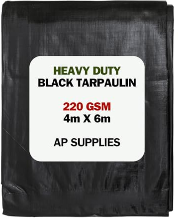 AP Supplies Black/Silver Tarpaulin 220gsm, 4m x 6m