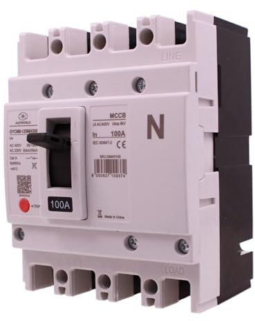 Interruttore Scatolato MCCB 100A 4 Poli 3P+N, Magnetotermico Industriale Trifase, Icu/Ics 36kA/18kA, Ui AC400V, Uimp 8kV, Cat. A, IEC 60947-2, Pulsante TRIP, per Quadri Elettrici, Serie GYCM8