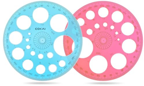 Ymapinc 2Pcs Circle Template for Drawing, Plastic Circle Stencil Geometric Ruler for Drafting Painting, Large Small Drawing Tool for School Office Supplies