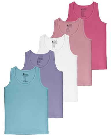 ALPIDEX Mädchen Unterhemd 5er Set 100% Baumwolle Basic Tank Top Trägertop Bequeme Achselhemden Ärmellose Kinder Unterhemden, Größe:146-152, Farbe:Cupcake