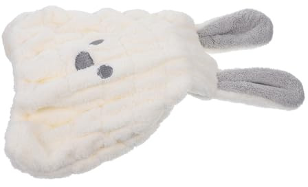 Haartrocknungshut aus Korallenfleece in Beige mit Babyohren | Kopftuch für Nasses Haar, Leicht und Saugfähig, für Babys und Kinder, für Zuhause und Reisen