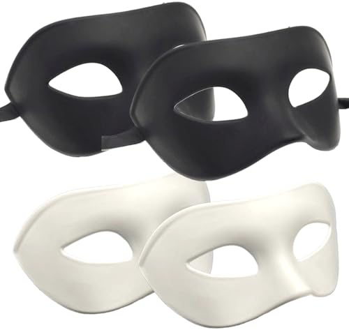 2 Pcs Masquerade Mask Half Face DIY Blank with Ribbons for Men, Women Lightweight Comfortable Halloween Ball Proms Cosplay (White)