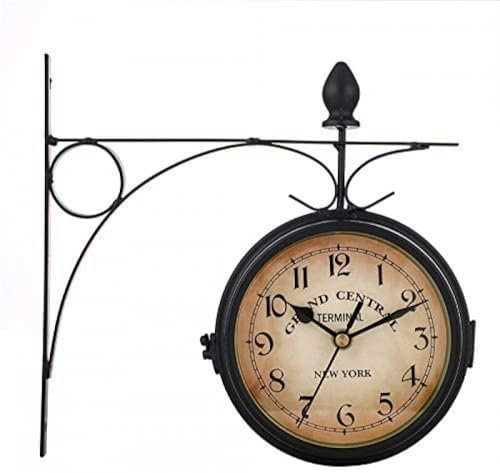 Orologio da parete in stile retrò antico, orologio da giardino double face, orologio da parete in stile artistico europeo, per giardini, corridoi, verande, stazioni ferroviarie, 21,8 x 21,8 cm