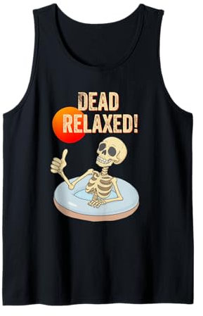 Niedliches grafisches Skelett im Pool Zitat Dead Relaxed Ästhetik Tank Top