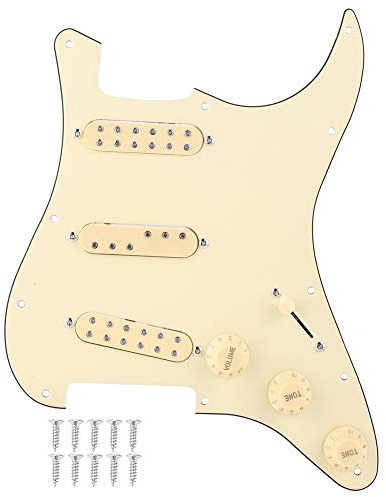 Nutriess Electric Guitar Loaded Pickguard SSS29 Beige Plastic Pickup Loading Set Guitar Parts for Enhanced Sound Quality and Easy Installation