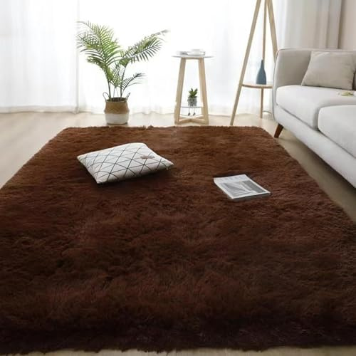 AIMECO Tapis Salon et Chambre Moderne Marron200×300CM Moelleux à Poils Longs Shaggy Antidérapant Descente de Lit Soft pour Chambre Adulte Enfant Décoration Douce pour Canapé