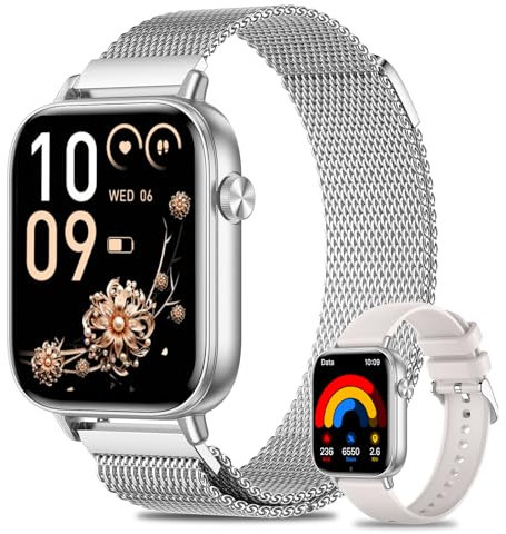 Fitonme Smart Watch for Women Answer/Make Calls, 1.83 HD Fitness Tracker with Heart Rate, Sleep Monitor, Step Counter, 100+ Sports, IP68 Waterproof Smartwatch for Android iOS, Silver