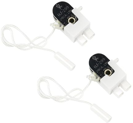 Haiki Convenient Set of 2 Pull Cord Switches Easy to Use Pull Chain Switches Multifunctional Switches for Various Applications