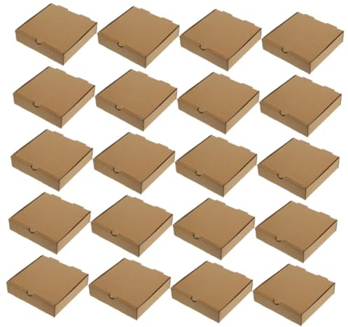 COLLBATH Flache Kraftpapier Pizzakartons Quadratisch 20 Stück aus Wellpappe Praktisch und Elegant zum Mitnehmen von Pizza Kuchen und Keksen für Gastronomie