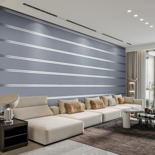 Tarwanear Dark Grey Wallpaper for Living Room 3D Embossed Nordic Horizontal Stripe Textured Wall Paper Modern Simple Grey Livingroom Wallpaper Lighting Luxury Background Wall