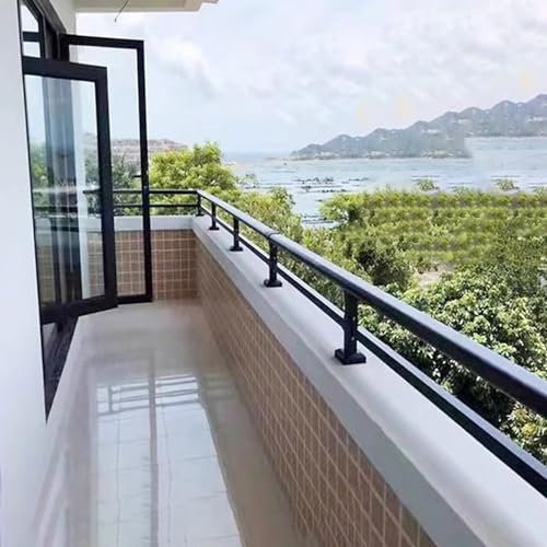 Barandilla Exterior de Acero Galvanizado para Terraza Balcón Escaleras Parapeto - Altura 20-70 cm - Pintura Electrostática Negra - Pasamanos Escalera Balustrada Rejas de Seguridad(H 20 cm/7.9 in,L 40