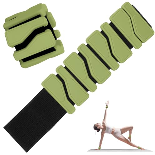 Votoko Gewichtsmanschetten 2er Set (Je 0,46 kg), Verstellbare Handgelenk Gewichte, Gewichtsfitness-Armband, Ankle Weights für Tanz, Barre, Pilates, Cardio, Aerobic, Walking (Grün)