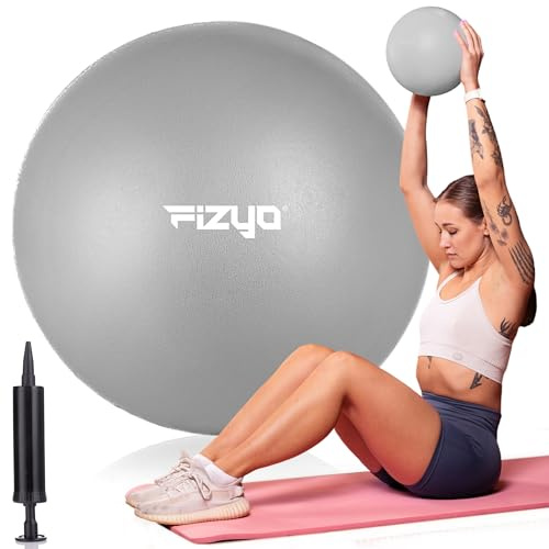 Fizyo Mini Palla da Pilates 22 cm – Palla da Ginnastica Morbida con Pompa, per Yoga, Riabilitazione, Fitness ed Esercizi di Equilibrio a Casa e per Anziani (Grigio)