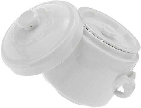 Veemoon Marmite en Céramique 620 Ml avec Couvercle Bol à Soupe Vapeur pour Œufs et Tomates Récipient Résistant à la Chaleur pour Cuisson Vapeur et Service Cuisine