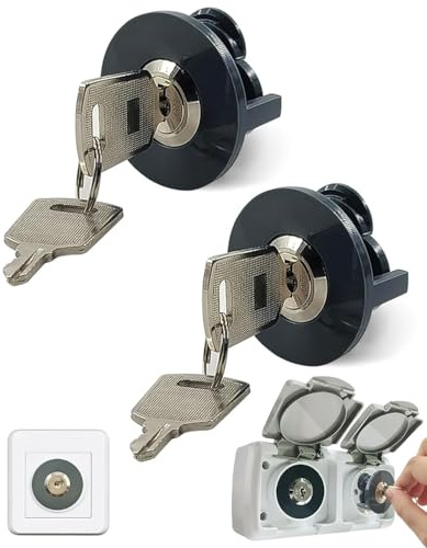 FUGLUS 2Pcs Steckdosenschloss,Abschließbare Steckdose,Stromdiebstahl verhindern,Stromkosten sparen,Verhindert Kontakt von Kindern, Haustieren mit elektrischen Geräten