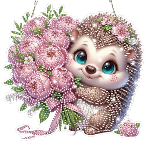 Lxmsja Diamond Painting Ciondolo 5D Diamond Painting Immagini per finestre per adulti e bambini, set creativo, ornamento per porta e finestra, decorazione da parete JS075