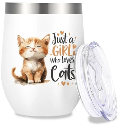 Clyrax Cats Theme Coffee Tumbler, Cat Gifts for Women, Stainless Steel Insulated Tumbler with Patterns and Text, Cat Cup for Child, Teenager, Friend, Colleague, Cats Lover