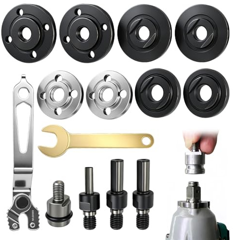 10 Piezas Kit Adaptador Radial Pequeña Soporte Amoladora Kit Conversion Taladro Adaptador Llave Ajustable Placa de Presión Tipo 100/125 Compatible con La Mayoria de Amoladoras Angulares