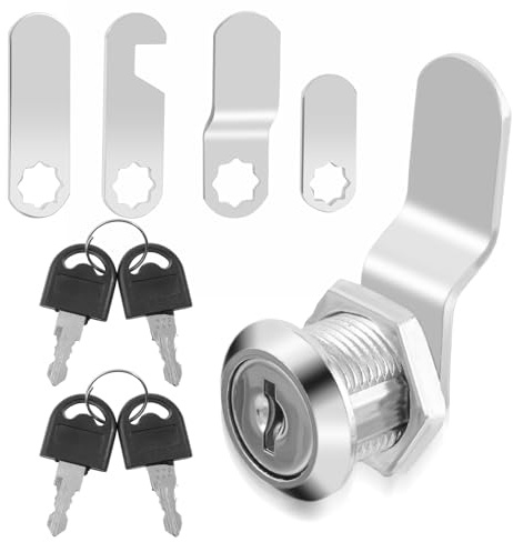 Molain 16mm Mailbox Lock, Cabinet Lock with 4 Keys and 4 Different Locks Plates, Heavy-Duty Cam Lever Locks for Mailbox Drawer Furniture Toolbox
