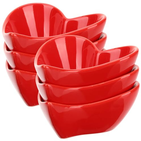 VERDANVERSE Set 6 Pezzi Piatti da Portata e Ciotole a Forma di Cuore in Porcellana per Antipasti, Salse e Snack, Vassoio Decorativo per Feste e Natale, Servizio Elegante per Cucina e Sala