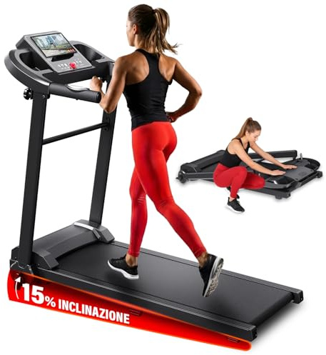 YM Tapis Roulant Salvaspazio 12 km/h, MARCHIO ITALIANO, Inclinazione, Pieghevole, Elettrico, Tappeto Corsa XL, Telaio Rinforzato, Display Porta Tablet, ASSISTENZA e GARANZIA ITALIA Your Move NEXT 1500