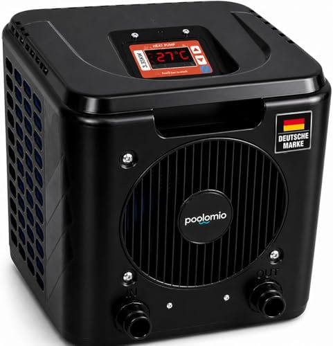 poolomio Mini Wärmepumpe 3,75 kW Poolheizung COP 5,5 bis 15.000 l Titan | Plug & Play mit RCD-Stecker & Titan-Wärmetauscher – 32 mm Anschluss, Automatikbetrieb, ideal für Aufstellpools ab 10 °C