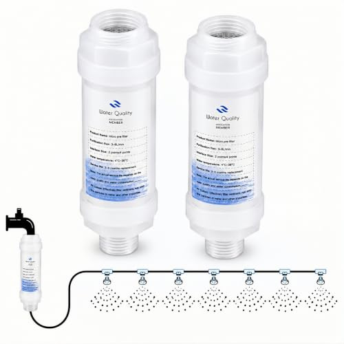 Filtro Anticalcare Nebulizzazione Irrigazione Giardino, Confezione da 2 | Filtro inibitore calcio con attacco standard 3/4, rallenta calcare e previene l'intasamento degli ugelli esterni