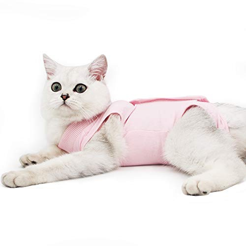 Dotoner Katzenbody Nach Op Anti-leckende für Katze Body Operation Haut-Krankheit Recovery Body Katze Kleidung Nach Kastration E-Halsband Alternative für Katzen Hunde (L, Rose)