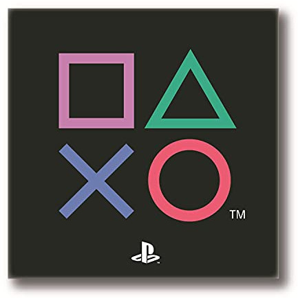 PlayStation PlayStation Alfombra cuadrada con diseño de iconos de controlador, producto oficial de Sony, alfombra de dormitorio, color negro, 80 x 80 cm
