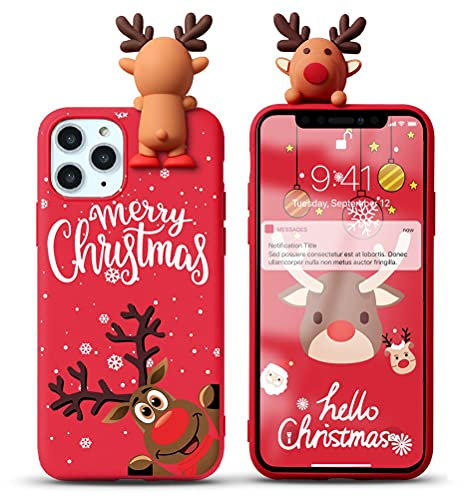 Yoedge für Apple iPhone 6 Plus / 6s Plus 5,5 Hülle, 3D Karikatur Puppe Rot Silikon TPU Weihnachten Schutzhülle [Slim Stoßfest] Hirsch Muster Motiv Handyhülle Case Cover für iPhone 6S Plus, Hirsch 8